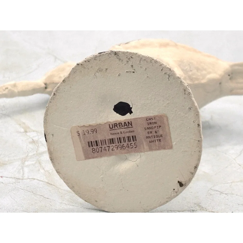 Urban Outfitters Cast‎ Iron Sandpiper Figurine Antique White Distressed 6
